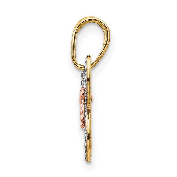 14k Yellow Gold Two-tone w/White Rhodium Diamond-cut Butterfly Pendant